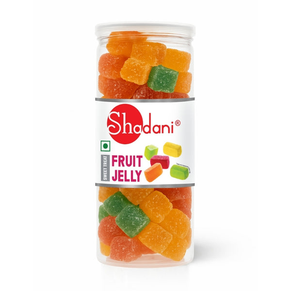 Shadani fruit jelly Can on a white background