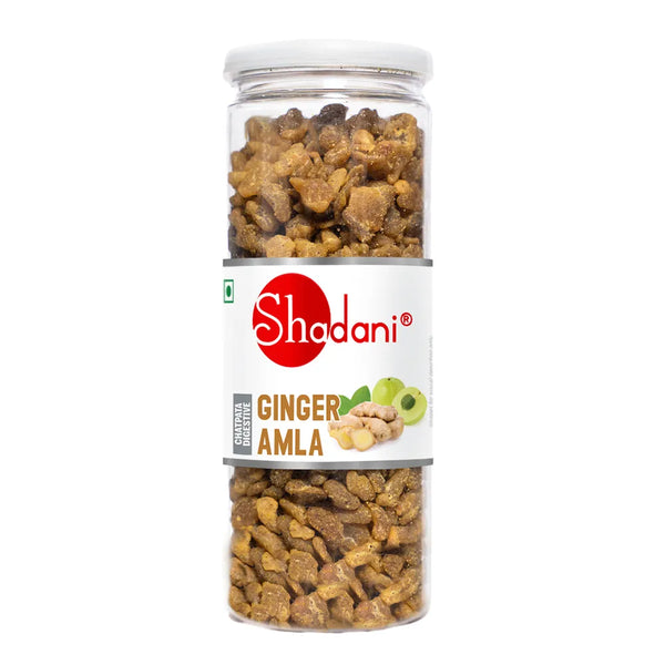 Can of Shadani Ginger Amla snacks on a white background