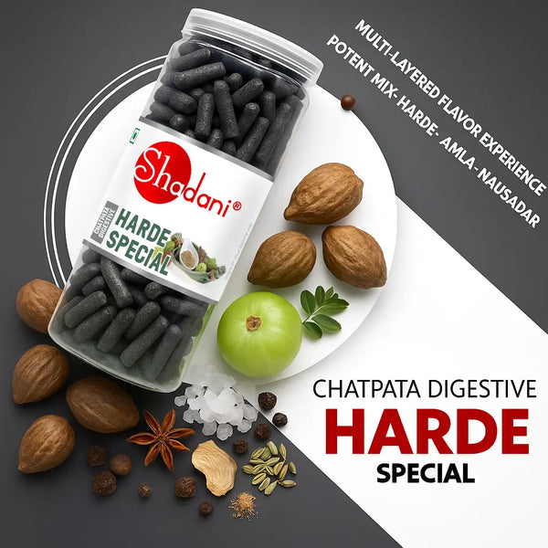 Shadan Harde Special packaging with ingredients on a dark background