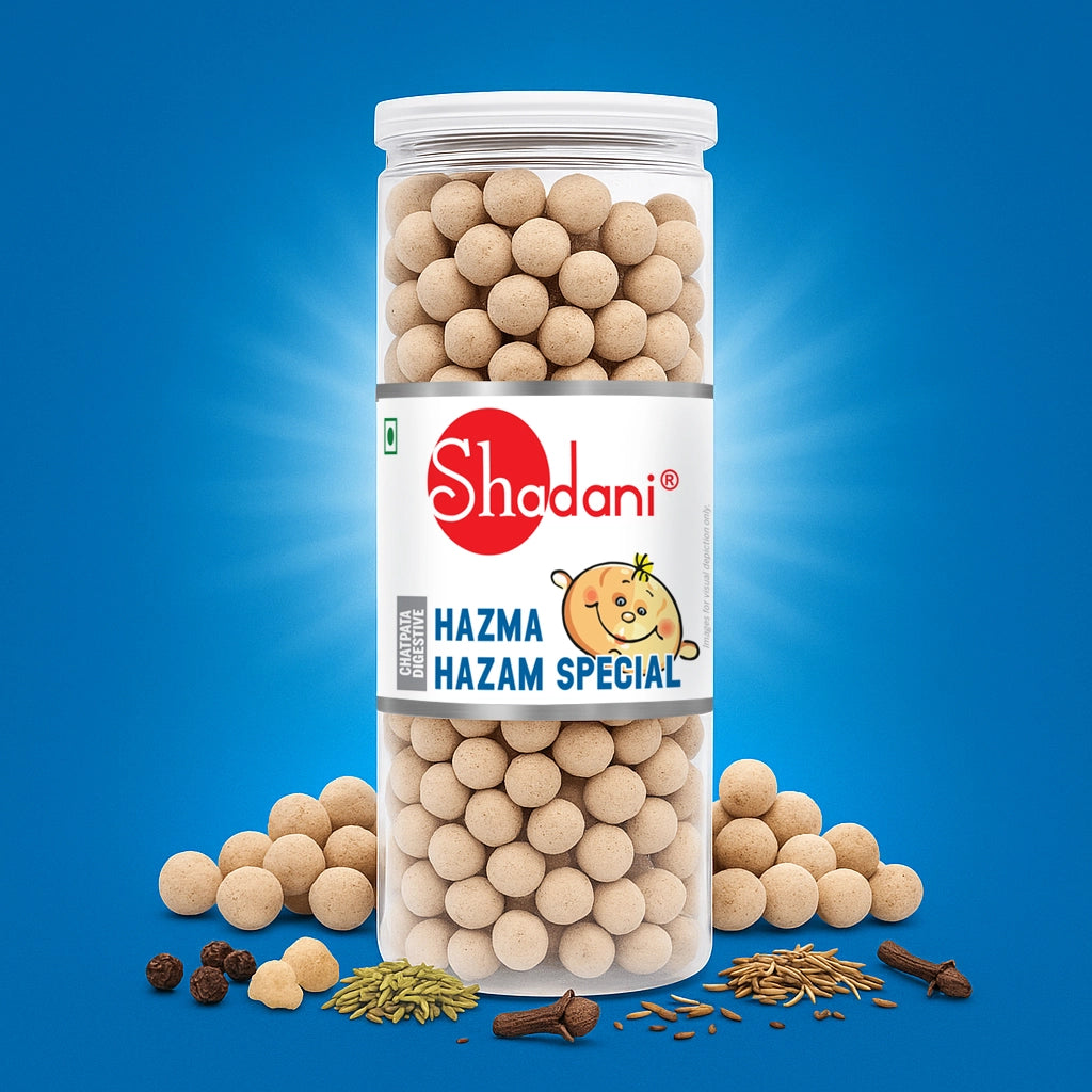 Shadani brand container of Hazma with blue background