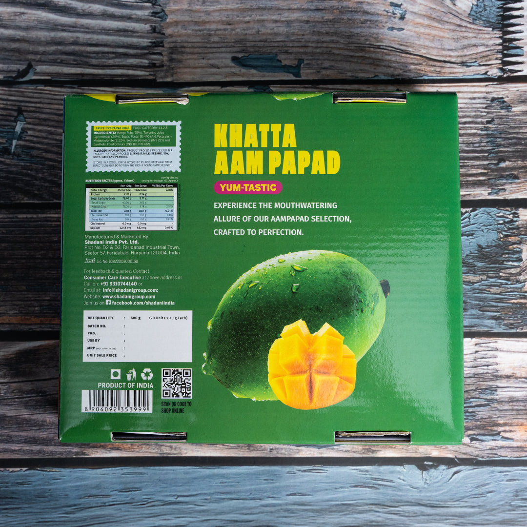 Shadani Khatta Aam Papad Box (Back)