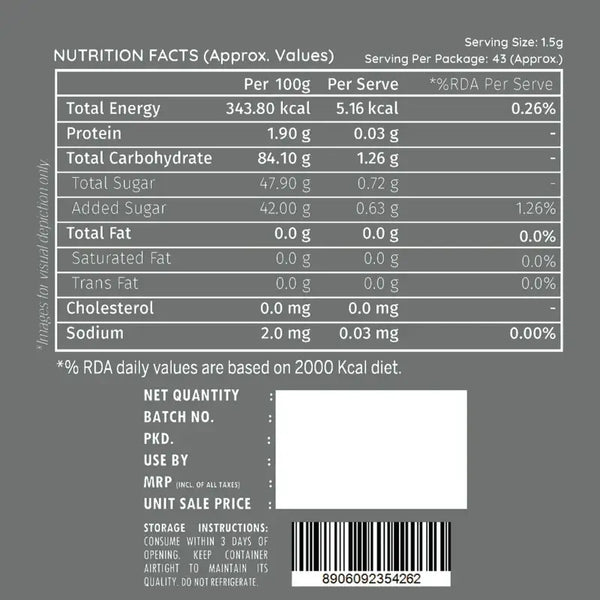 Nutrition facts label with detailed nutritional information on a gray background of shadani marshmallow can