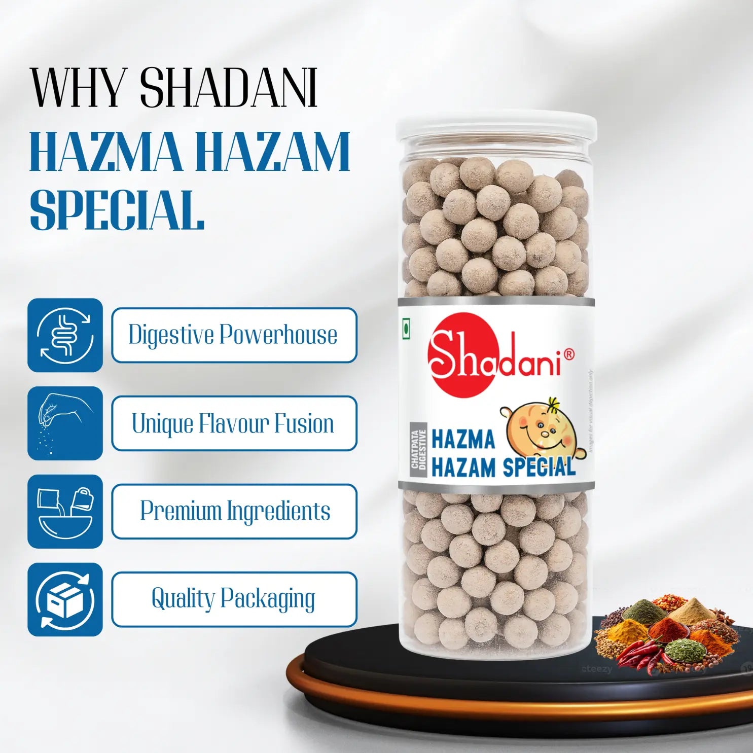 Shadani Hazma Hazam Special product with features listed on a white background