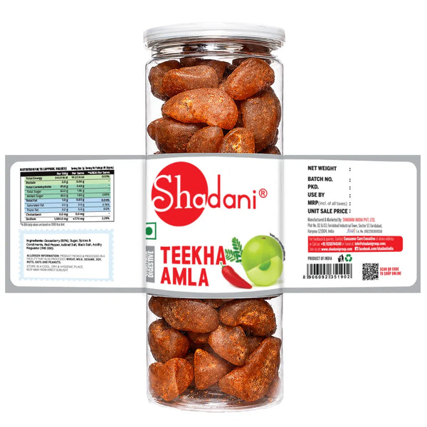 Can of Shadani Teekha Amla with label on a white background