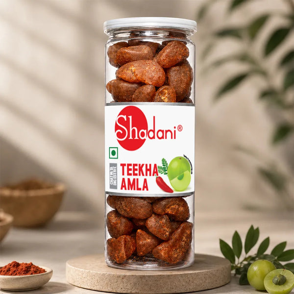 Can of Shadani TEEKHA AMLA with a blurred background