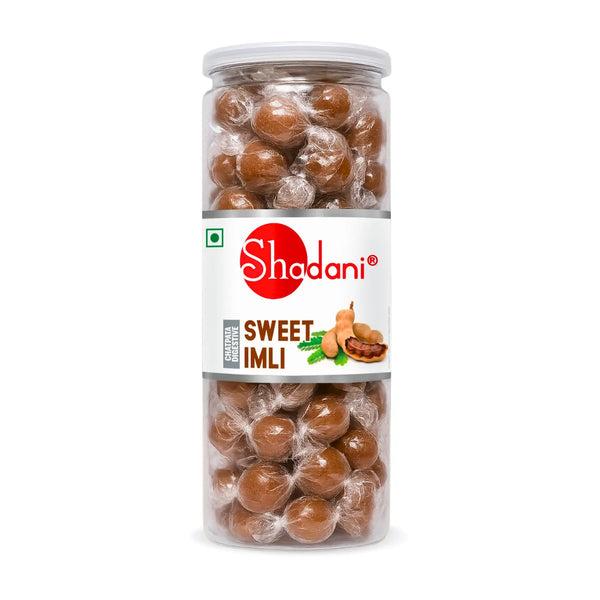 Jar of Shadani Sweet Imli on a white background